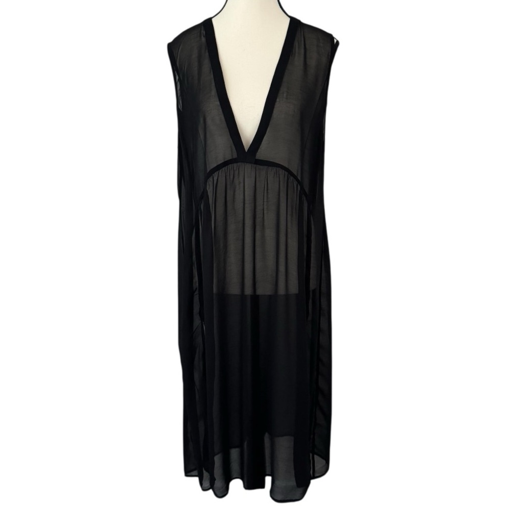 Silence + Noise Sheer Sleeveless Oversized Dress Small Deep V Plunging Tunic